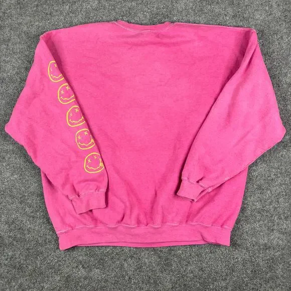 Nirvana Sweatshirt Womens Size S/M Pink Tie-Dye Graphic Pullover Band Crewneck - Picture 8 of 9